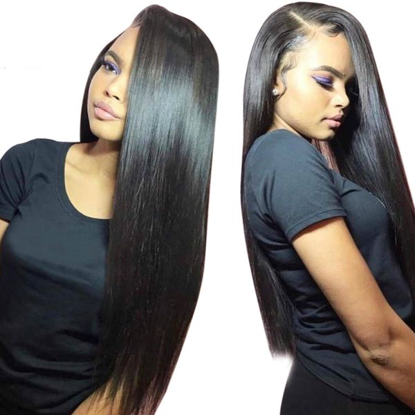 

straight 360 lace frontal wig with baby hair for black woman natura color brazilian remy human hair lace front wigs