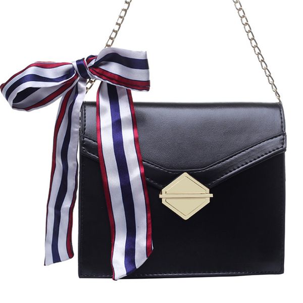 

jhd-fashion simplicity small square crossbody bag women silk bow ladies pu leather little bags chain shoulder messenger bag