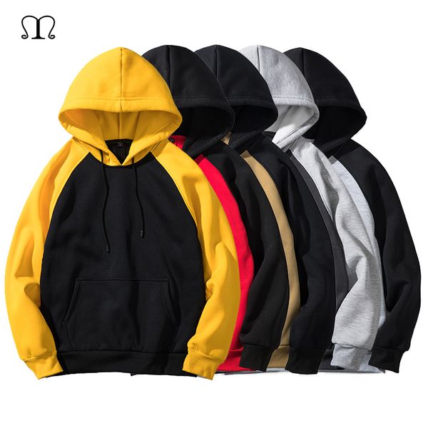 

hoodies men thick clothes autumn winter long sleeve patchwork sweatshirts mens women streetwear fleece hoody man clothing, Black