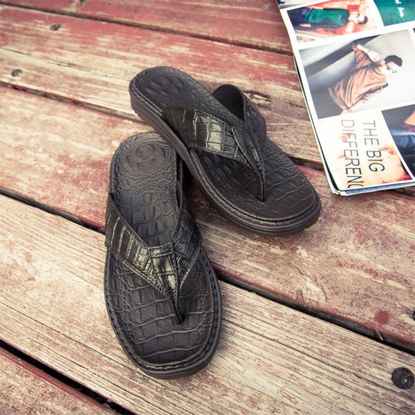 

fashion flip flops men's outdoor sandals summer soft sandals men shoes crocodile pattern big size outside slippers w801