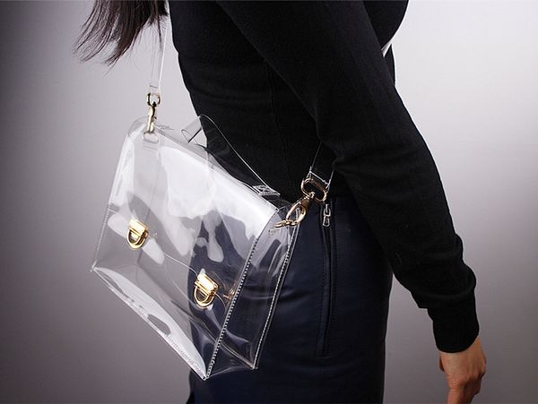 

new fashion pvc transparent bag clear handbag tote shoulder bag women messenger cross bag outdoor phone clutch bags/5