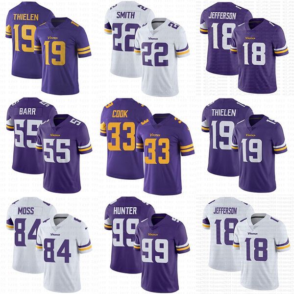 

mens womens youth custom minnesota #18 justin jefferson viking adam thielen randy moss dalvin cook adrian peterson harrison smith jerseys, Black