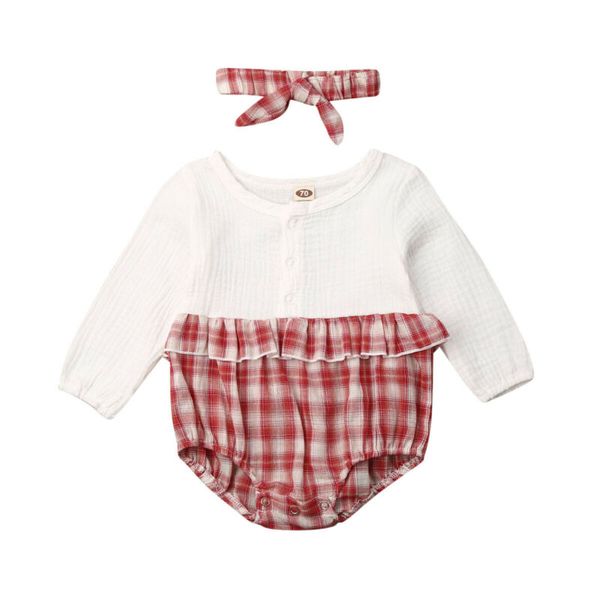 

lovely newborn baby girl boys long sleeve clothes bodysuit ruffle cotton outfit blue red 0-24m