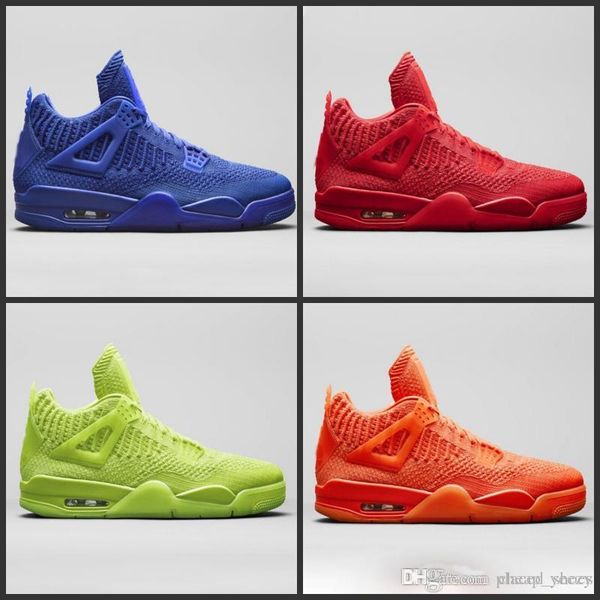 

2019 knit 4 chaussures fly university red hyper royal blue total orange volt basketball shoes men 4s knitting sneakers high quality