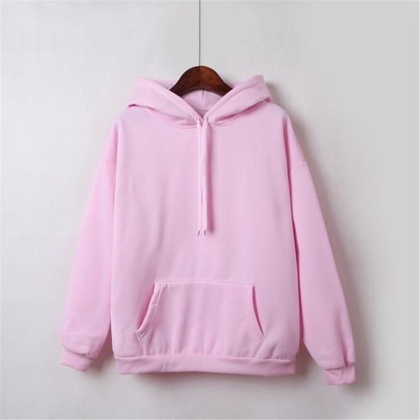 

hoodies pullovers girls velvet thicken warm coat winter harajuku long sleeve solid color hooded sweatshirt women clothes, Black