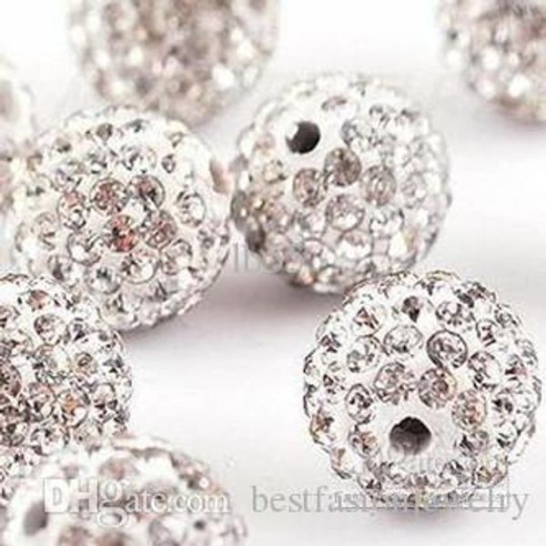 

150pcs/lot white 10mm micro pave cz disco ball crystal good bead.bead for bracelet . a62