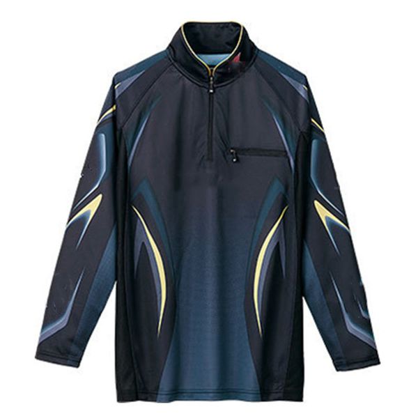 

new men brand fishing clothing 2018 uv protection moisture wicking breathable long sleeve fishing shirt zipper camisas pesca, Gray;blue