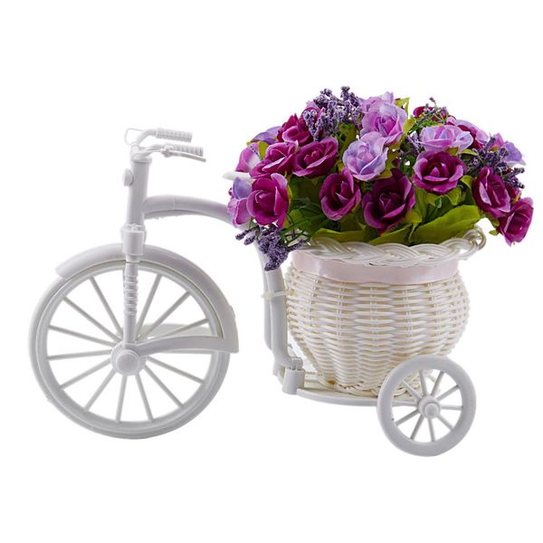 

idyllic home furnishings simulation flower and flower car suit, bicycle knitted basket, fake diamond rose