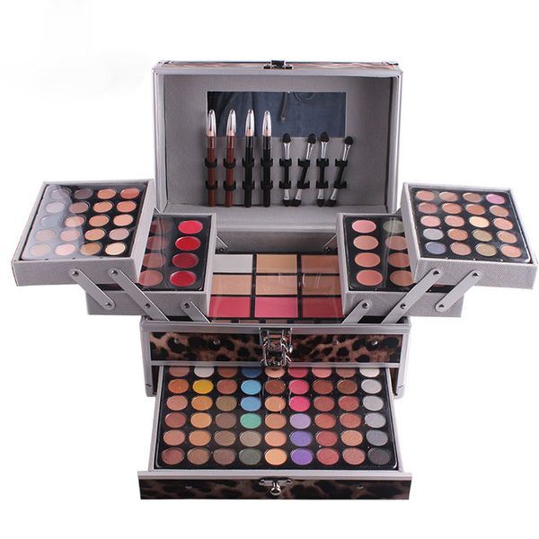 

miss rose makeup kits professional three layers eyeshadow lipstick powder blush cosmetics set with aluminum box
