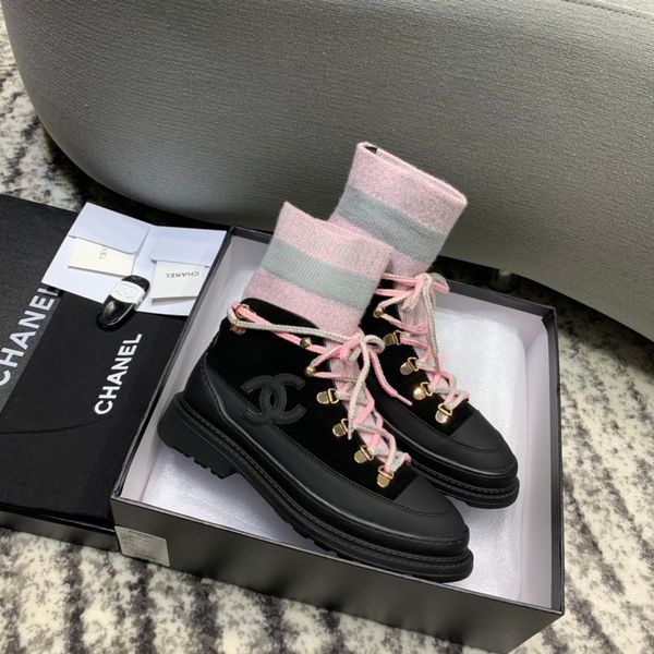 

fast delivery new luxury women's casual shoes fashion brand shoes autumn and winter socks women's boots holiday gifts platform ikl, Black