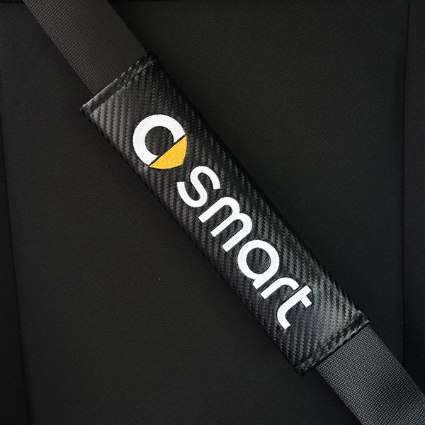 

2pcs safety shoulder protection pu embroidery leather decorative modification accessories for smart 450 451 453 car logo styling