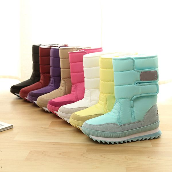 

fashion warm snow boots winter cotton boots women warm cotton shoes thicken women mid-calf waterproof snow plus size, Black