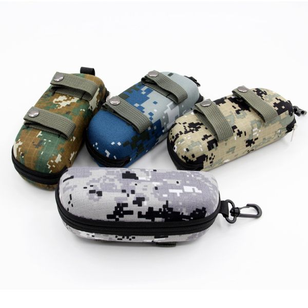 

eva oversize camouflage glasses case with hook outdoor sports sunglasses case hard portable light glasses holder, Silver