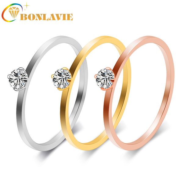 

fashion couple ring simple titanium steel woman rings zircon stainless steel ring three colors wholesale korean, Silver