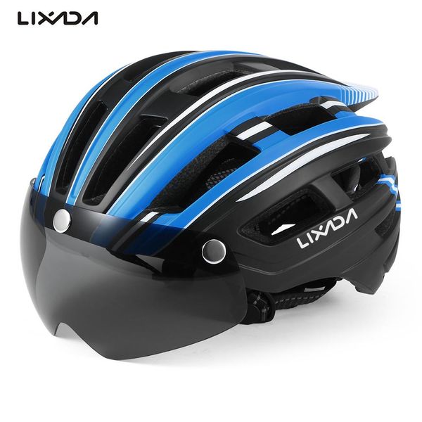 

lixada mountain road bike helmet bicycle helmet with back light detachable goggles magnetic visor uv protective for men women