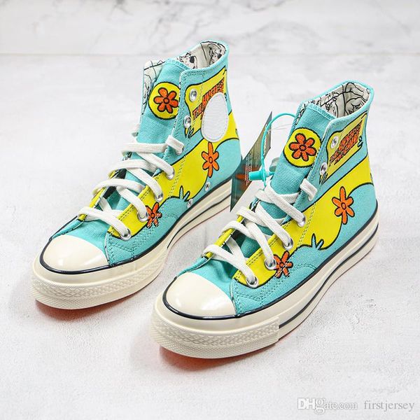 

new 1970s scooby chuck 70 doo mystery machine skateboard sneakers 70s scoobs cartoon flower canvas shoes casual sport trainers size 36-44, Black