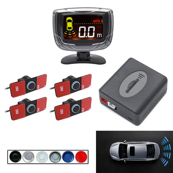 

lcd display car parking sensor kit 4 sensors auto parktronic parking sensors 6 colors buzzer reverse backup radar monitor system