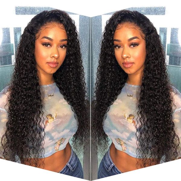 

water wave 13*4 lace front wigs 130% density brazilian remy human hair adjustable wigs for women, Black;brown