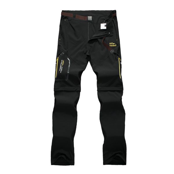 

men summer breathable removable shorts quick-dry hiking pants waterproof anti-uv camping trekking fishing pants, Black;green
