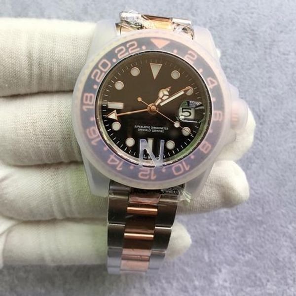 

mechanical automatic v3 version gmt mens watch batman 50m waterproof eta 2813 sapphire ceramic bezel stainless steel solid clasp new, Slivery;brown