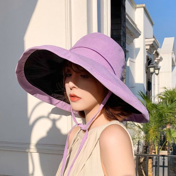 

super large brim face-covering fisherman bucket bucket female summer all-match sun hat uv-proof sun hat, Blue;gray