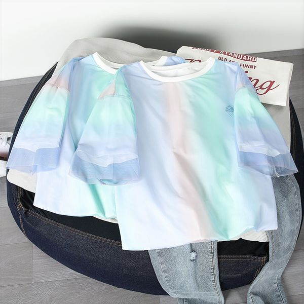 

letter cotton women 2020 t-shirt ice cream ice cream comfortable fake two-piece suit fashionable women t-shirt top, White