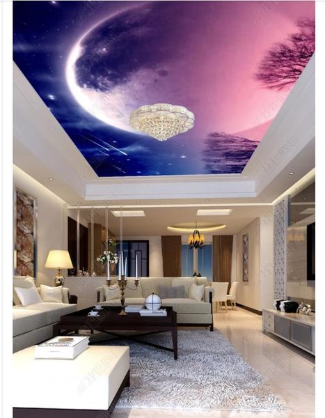 3d Ceiling Large Custom Photo Zenith Mural Wallpaper Fantasy Night Sky Meteor Hotel Lobby Living Room Ceiling Zenith Mural Wall Sticker Wallpapers