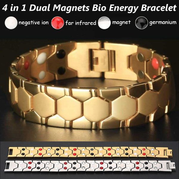 

4 in 1 magnetic healthcare bracelet weight loss hand string slimming therapy acupoints anti-cellulite bracelet healthy magnetic, Golden;silver