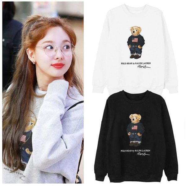 

polo bear mens дизайнер поло медведь балахон зимняя толстый медведь печать толстовки мужчин с длинным рукавом пуловер толстовка мода о шеи т, Black