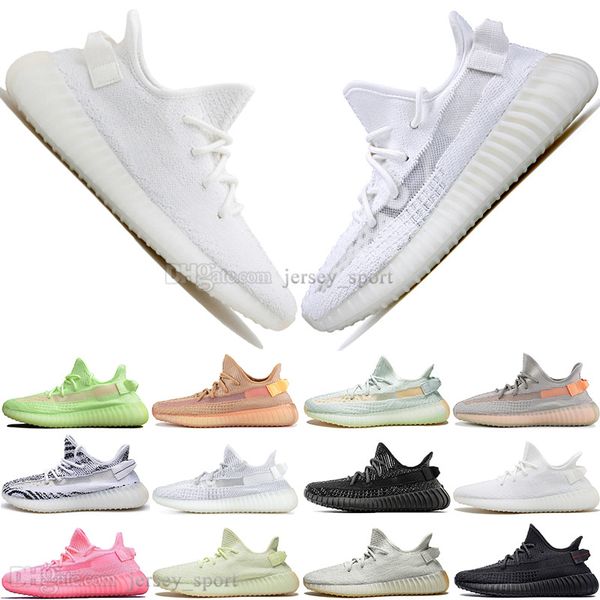 

kanye west clay v2 black 2.0 static reflective gid glow in the dark mens running shoes hyperspace true form men sport designer sneakers, White;red