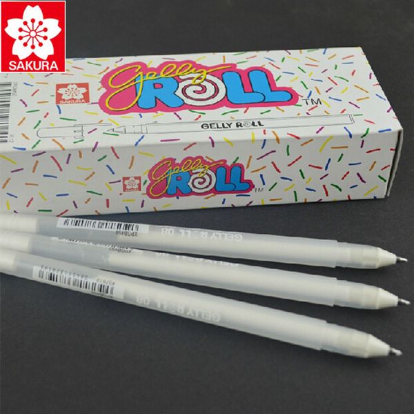 

12 pcs/lot sakura white gold gelly roll water based 0.7 mm xpgb#50 gel pen made in japan