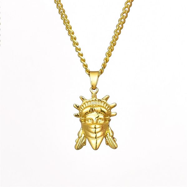 

fashion jewelry charm mens gold plated small pendant necklace masked goddess of om hip hop punk rock rap men, Silver