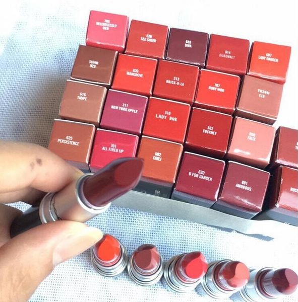 Rouge A Levres Aluminum Tube Matte Lipstick Lustre Lipsticks With Series Number Brand Name Russian Red Top Quality Lipstick Queen Lipstick Shades From
