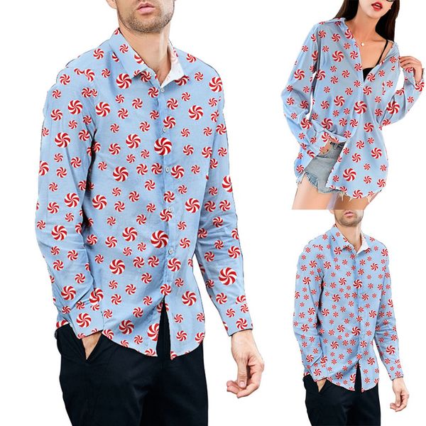 

feitong couple fashion new style casual snowflakes printed christmas shirt blouse new arrival, White;black