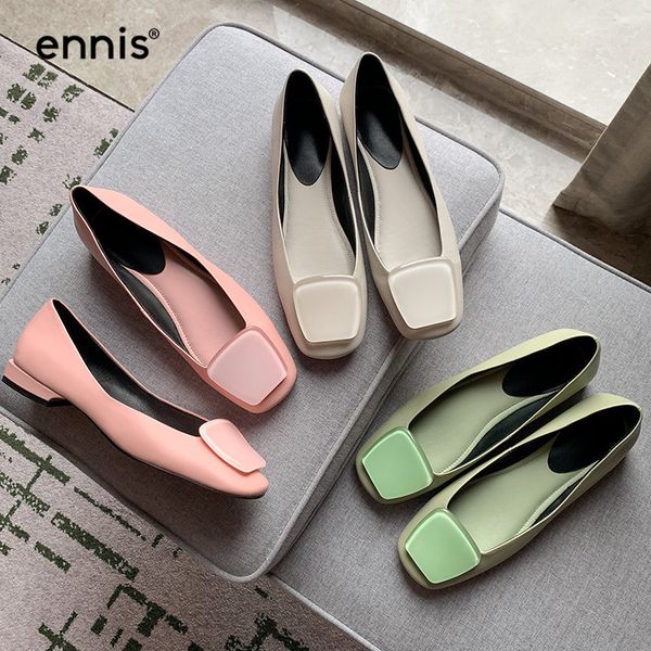 

ennis female genuine leather loafers ballet flats shoes women flat shoes green loafers pink spring summer new c0034, Black