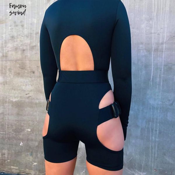 

sexy cut rompers пряжка с длинным рукавом zip front комбинезон кожа да кости твердого out мода водолазка выдалбливают комбинезоны clubwears, Black;white