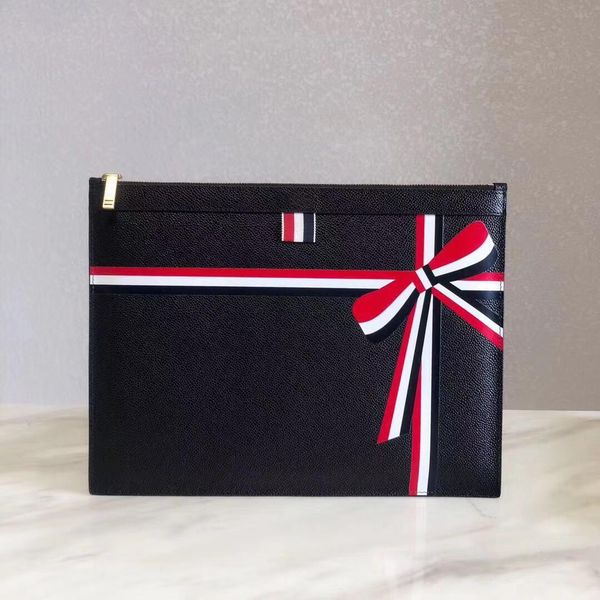 

women's envelope handbag american designer zipper clutch high-end quality leather to create bow print decoration fashion college style