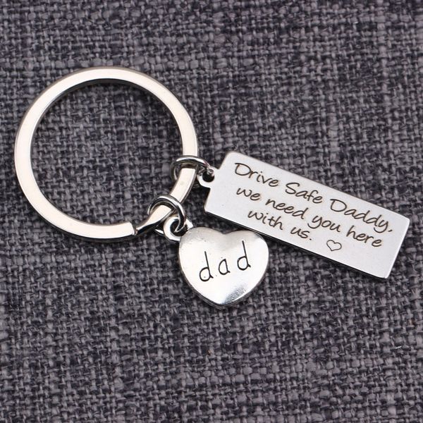

pendant keychain drive safe daddy we need you here with us dad gift father`s day key ring engraved key tag for father daddy dad, Slivery;golden
