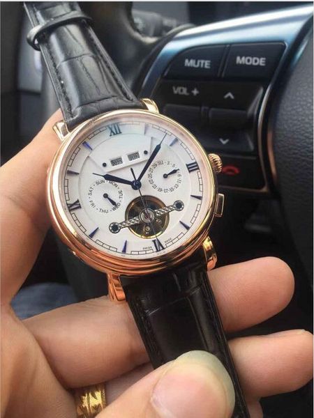 

2018 new wholesale fashion men automatic watch mens mechanical watch black leather strap sports watches, Slivery;brown