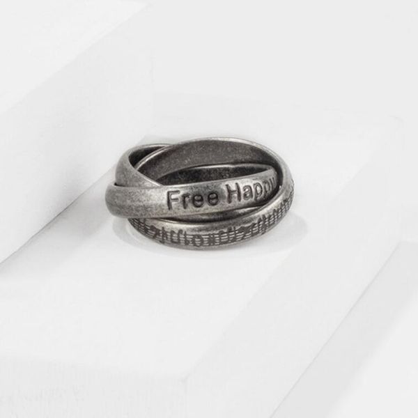 

designer jewelry titanium steel rings three circles round letters belief couple rings for fashion, Silver