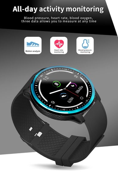 

p69 ip68 bluetooth smart watch 1.3" touch screen fitness tracker heart rate blood pressure blood oxygen sleep monitor calorie bracelet