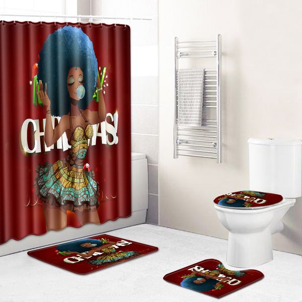 

51african women's new creative shower curtain from europe and the united states cross border goods wholesale to map customized toilet c