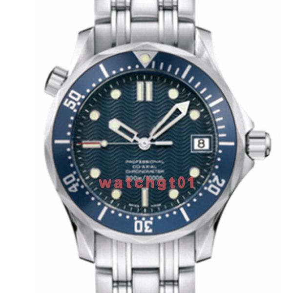 

classic men professional 300m james bond 007 mens blue dial automatic movement mechanical sport nato dress watch men's watches wristwat, Slivery;brown