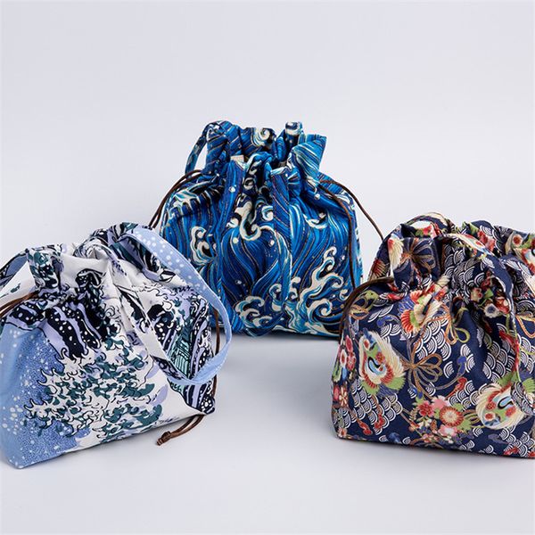 

japanese style mini portable backpack mobile phone storage bag food tableware storage bags home textiles supplies