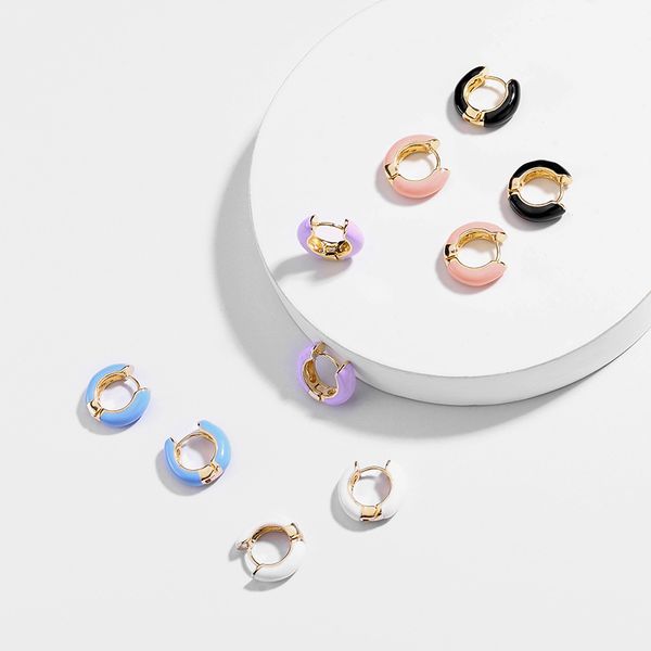 

5 colors enamel cute tiny huge hoop earrings for women enamel coral colors hoop earrings tiny, Golden;silver