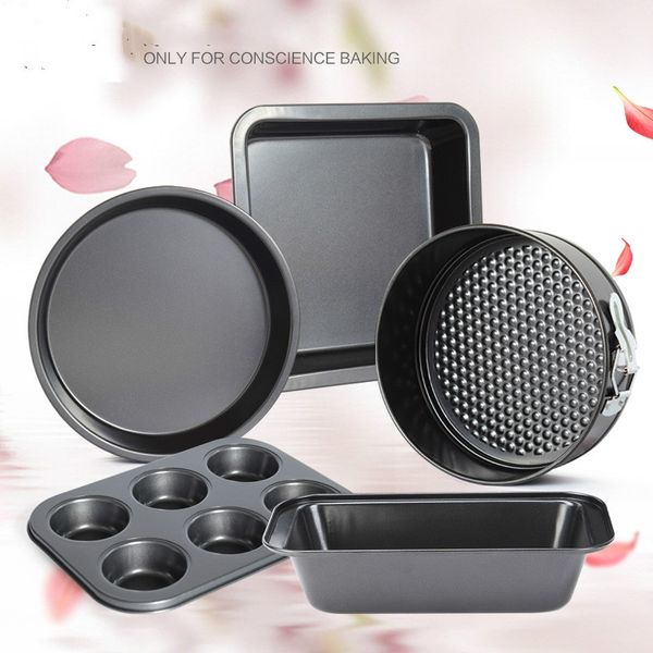 

5-piece carbon steel baking mold set oven home cake biscuit baking tray pizza dish kitchen tool baking mold other bakeware