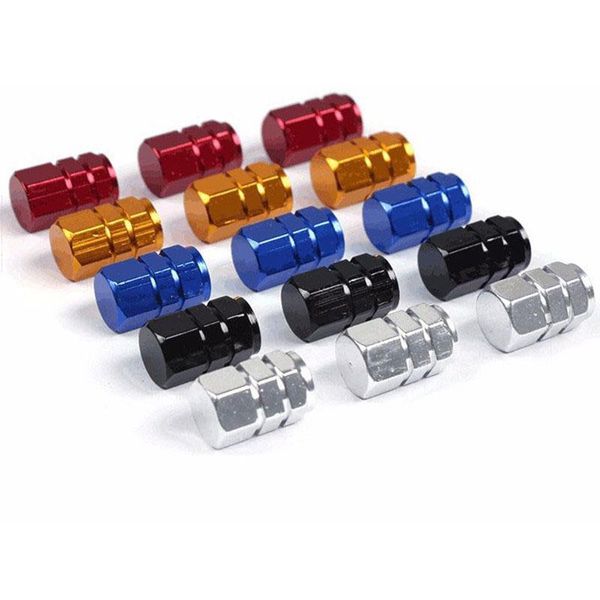 

4pcs/lot colorful aluminum alloy tire valve cap automobiles hexagon wheel tyre valve caps auto decorative accessories