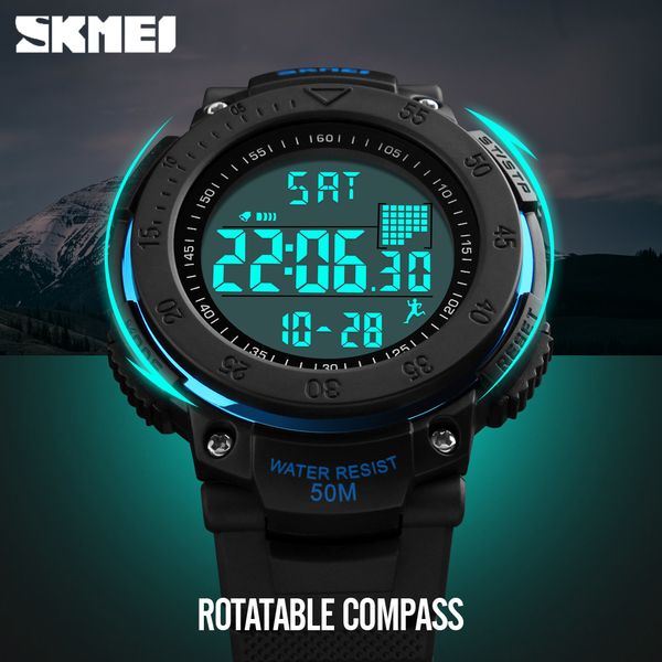 

skmei марка мужские спортивные часы 3d шагомер многофункциональный relojes водонепроницаемый relogio masculino светодиодные цифровые наручны, Slivery;brown