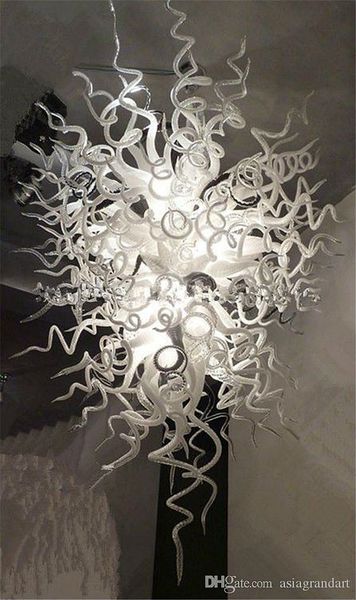 

100% white murano style glass chandelier light lamps l villa decor led lights source energy saving modern art decorative chandeliers