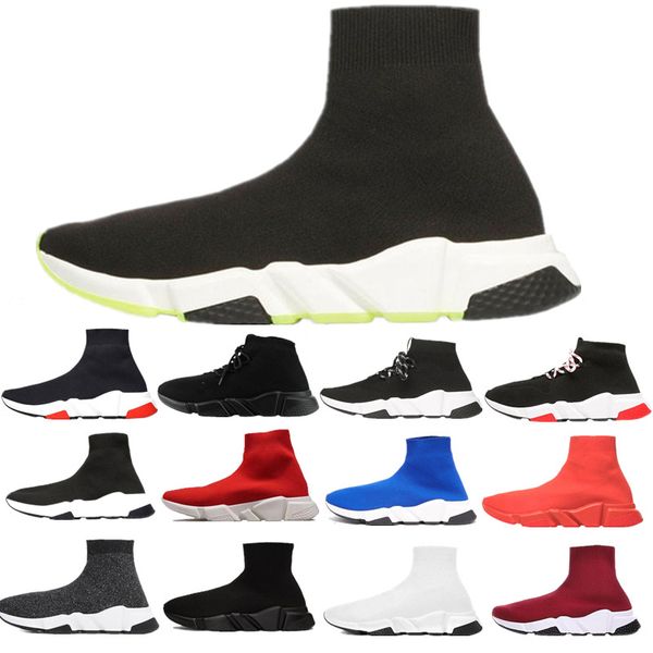 

new platform speed trainer mens womens sock shoes black white red men women fashion luxury designer sneakers casual shoes